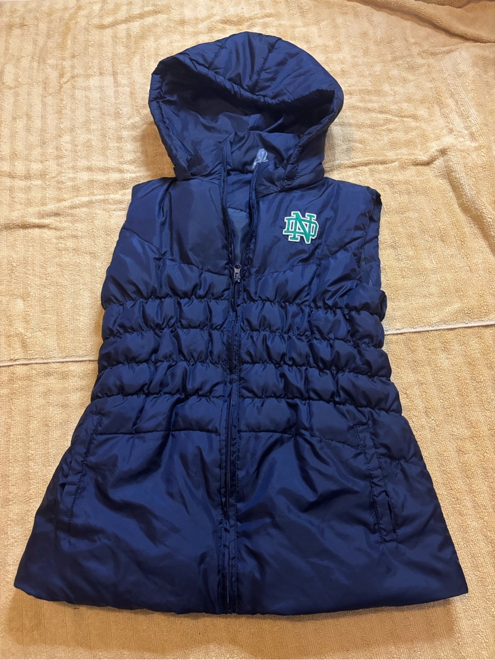 Colosseum Navy Hooded Quilted Vest with ND Logo
